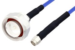 SMA Male to 7/16 DIN Male LSZH Jacketed Low PIM Cable 100 cm Length Using SR402FLJ Low PIM Coax with HeatShrink, RoHS