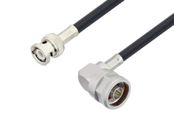 BNC Male to N Male Right Angle Cable 12 Inch Length Using LMR-240 Coax