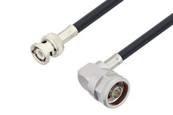 BNC Male to N Male Right Angle Cable 48 Inch Length Using LMR-240 Coax