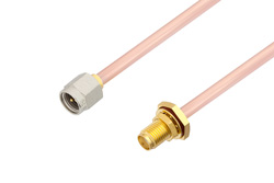 SMA Male to SMA Female Bulkhead Cable 6 Inch Length Using RG402 Coax, RoHS