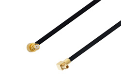 SMP Female Right Angle to MMCX Plug Right Angle Cable 19.69 Inch Length Using PE-SR405FLJ Coax