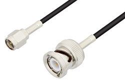 SMA Male to BNC Male Cable 12 Inch Length Using RG174 Coax, LF Solder, RoHS