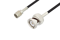 Reverse Polarity SMA Male to BNC Male Cable 36 Inch Length Using RG174 Coax, LF Solder, RoHS
