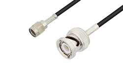 Reverse Polarity SMA Male to BNC Male Cable 48 Inch Length Using RG174 Coax, LF Solder, RoHS