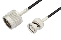 N Male to BNC Male Cable 72 Inch Length Using RG174 Coax