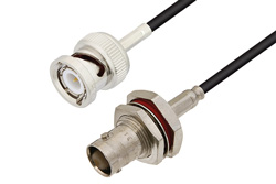 BNC Male to BNC Female Bulkhead Cable 72 Inch Length Using RG174 Coax
