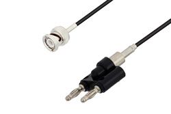 BNC Male to Banana Plug Cable 12 Inch Length Using RG174 Coax, LF Solder, RoHS