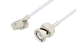 SMA Male Right Angle to BNC Male Cable 12 Inch Length Using RG188 Coax, LF Solder, RoHS