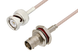BNC Male to BNC Female Bulkhead Cable 12 Inch Length Using RG316 Coax