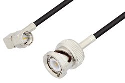 SMA Male Right Angle to BNC Male Cable 36 Inch Length Using RG174 Coax, LF Solder, RoHS