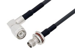TNC Male Right Angle to TNC Female Bulkhead Cable 24 Inch Length Using LMR-195 Coax with HeatShrink