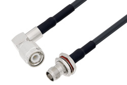 TNC Male Right Angle to TNC Female Bulkhead Cable 48 Inch Length Using LMR-195 Coax with HeatShrink