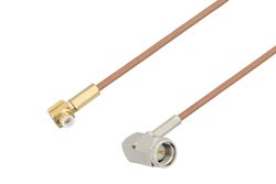 Snap-On MMBX Plug Right Angle to SMA Male Right Angle Cable 18 Inch Length Using RG178 Coax