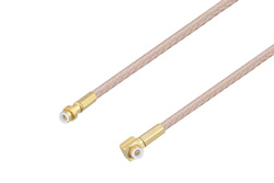 Snap-On MMBX Plug to Snap-On MMBX Plug Right Angle Cable 4 Inch Length Using RG316 Coax