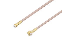 Snap-On MMBX Plug to Snap-On MMBX Plug Right Angle Cable 6 Inch Length Using RG316 Coax