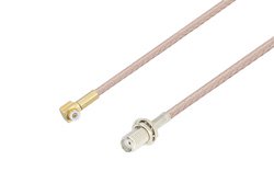 Snap-On MMBX Plug Right Angle to SMA Female Bulkhead Cable 8 Inch Length Using RG316 Coax