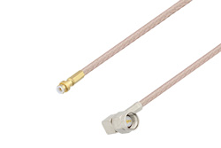 Snap-On MMBX Plug to SMA Male Right Angle Cable 8 Inch Length Using RG316 Coax