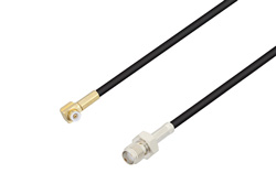 Snap-On MMBX Plug Right Angle to SMA Female Cable 4 Inch Length Using RG174 Coax