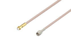 Snap-On MMBX Plug to Reverse Polarity SMA Female Bulkhead Cable 12 Inch Length Using RG316-DS Coax