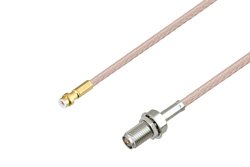 Snap-On MMBX Plug to Reverse Polarity SMA Female Bulkhead Cable 8 Inch Length Using RG316-DS Coax