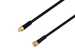 Snap-On MMBX Plug Right Angle to N Female Bulkhead Cable 4 Inch Length Using RG316-DS Coax