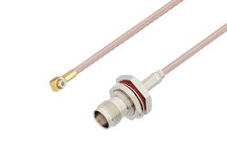 Snap-On MMBX Plug Right Angle to TNC Female Bulkhead Cable 12 Inch Length Using RG316-DS Coax