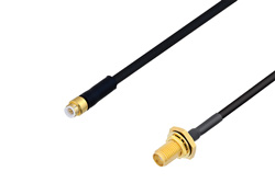 Snap-On MMBX Plug to SMA Female Bulkhead Cable 6 Inch Length Using PE-SR405FLJ Coax