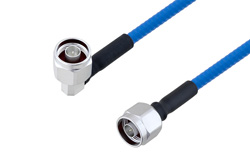 低PIM阻燃级电缆组件，N型直角型公头转N型公头，使用SPP-250-LLPL同轴电缆，LF焊接