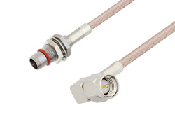 Slide-On BMA Plug Bulkhead to SMA Male Right Angle Cable 36 Inch Length Using RG316 Coax