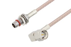 Slide-On BMA Plug Bulkhead to SMA Male Right Angle Cable 60 Inch Length Using RG316 Coax