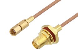 SMA Female Bulkhead to SSMC Plug Cable 60 Inch Length Using RG178 Coax