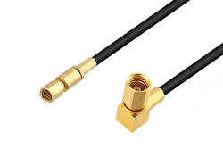 SSMC Plug to SSMC Plug Right Angle Low Loss Cable 6 Inch Length Using LMR-100 Coax