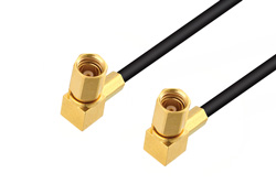 SSMC Plug Right Angle to SSMC Plug Right Angle Low Loss Cable 24 Inch Length Using LMR-100 Coax