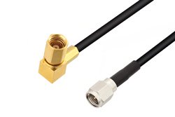 SMA Male to SSMC Plug Right Angle Low Loss Cable 24 Inch Length Using LMR-100 Coax