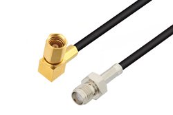 SMA Female to SSMC Plug Right Angle Low Loss Cable 12 Inch Length Using LMR-100 Coax