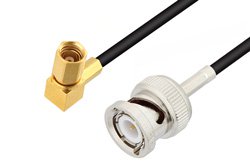 BNC Male to SSMC Plug Right Angle Low Loss Cable 12 Inch Length Using LMR-100 Coax