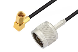 N Male to SSMC Plug Right Angle Low Loss Cable 72 Inch Length Using LMR-100 Coax