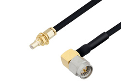 SMA Male Right Angle to SSMC Jack Bulkhead Cable 24 Inch Length Using PE-SR405FLJ Coax