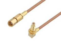 SSMC Plug to SSMC Jack Right Angle Bulkhead Cable 18 Inch Length Using RG178 Coax