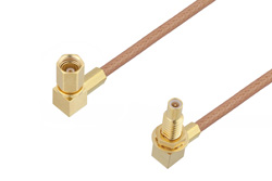 SSMC Plug Right Angle to SSMC Jack Right Angle Bulkhead Cable 36 Inch Length Using RG178 Coax