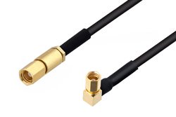 SSMC Plug to SSMC Plug Right Angle Cable Using PE-SR405FLJ Coax