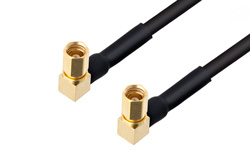 SSMC Plug Right Angle to SSMC Plug Right Angle Cable 36 Inch Length Using PE-SR405FLJ Coax