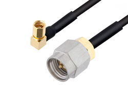 SMA Male to SSMC Plug Right Angle Cable 24 Inch Length Using PE-SR405FLJ Coax