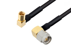 SMA Male Right Angle to SSMC Plug Right Angle Cable Using PE-SR405FLJ Coax