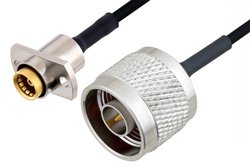 Slide-On BMA Jack 2 Hole Flange to N Male Cable 12 Inch Length Using PE-SR405FLJ Coax