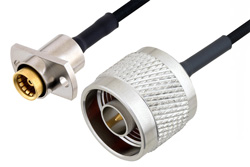 Slide-On BMA Jack 2 Hole Flange to N Male Cable Using PE-SR405FLJ Coax