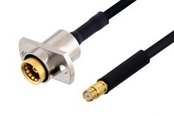 Slide-On BMA Jack 2 Hole Flange to SMP Female Cable 24 Inch Length Using PE-SR405FLJ Coax