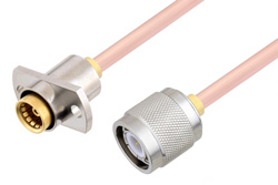 Slide-On BMA Jack 2 Hole Flange to TNC Male Cable 6 Inch Length Using RG405 Coax