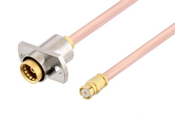 Slide-On BMA Jack 2 Hole Flange to SMP Female Cable 6 Inch Length Using RG405 Coax