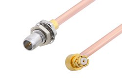 Slide-On BMA Plug Bulkhead to SMP Female Right Angle Cable 60 Inch Length Using RG405 Coax